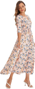 Milumia Women's Button Up Split Floral Print Flowy Party Maxi Dress