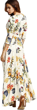 Load image into Gallery viewer, Milumia Women&#39;s Button Up Split Floral Print Flowy Party Maxi Dress
