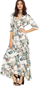 Load image into Gallery viewer, Milumia Women&#39;s Button Up Split Floral Print Flowy Party Maxi Dress
