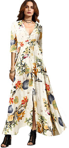 Milumia Women's Button Up Split Floral Print Flowy Party Maxi Dress