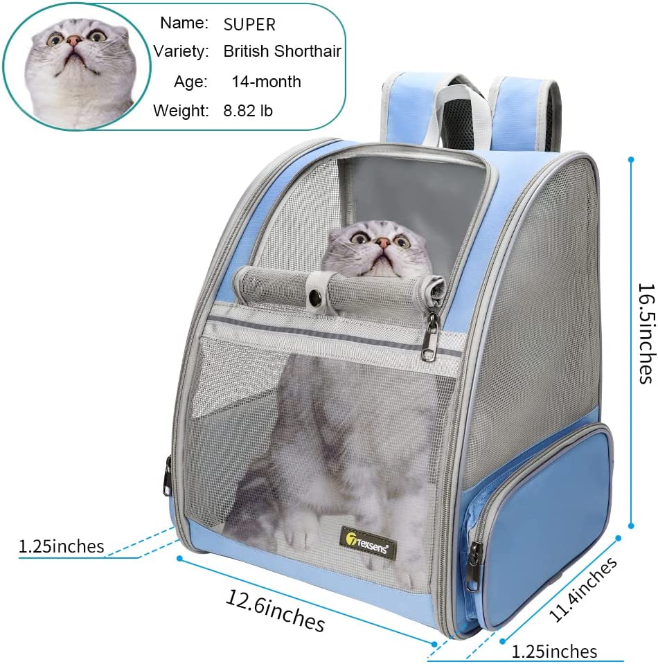 Texsens Innovative Traveler Bubble Backpack Pet Carriers for Cats and Dogs (Black)