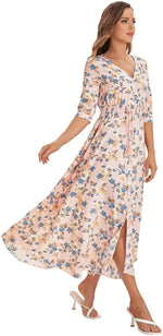 Load image into Gallery viewer, Milumia Women&#39;s Button Up Split Floral Print Flowy Party Maxi Dress
