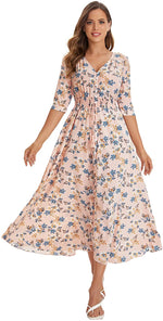 Load image into Gallery viewer, Milumia Women&#39;s Button Up Split Floral Print Flowy Party Maxi Dress
