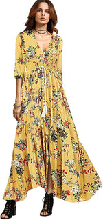 Load image into Gallery viewer, Milumia Women&#39;s Button Up Split Floral Print Flowy Party Maxi Dress
