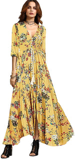 Load image into Gallery viewer, Milumia Women&#39;s Button Up Split Floral Print Flowy Party Maxi Dress
