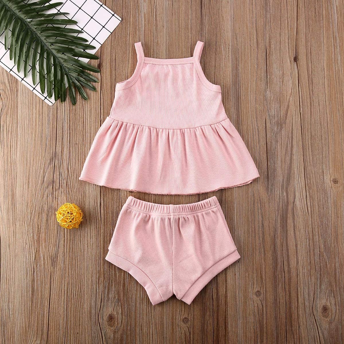 Newborn Baby Boys Girls Summer Outfits Infant Ribbed Knitted Cotton Short Sleeve T-Shirt + Shorts Two Piece Clothes Set