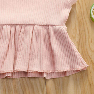 Newborn Baby Boys Girls Summer Outfits Infant Ribbed Knitted Cotton Short Sleeve T-Shirt + Shorts Two Piece Clothes Set