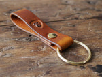 Load image into Gallery viewer, Leather Keyring, Leather Key Fob - Riveted Leather Keychain in Antique Tan
