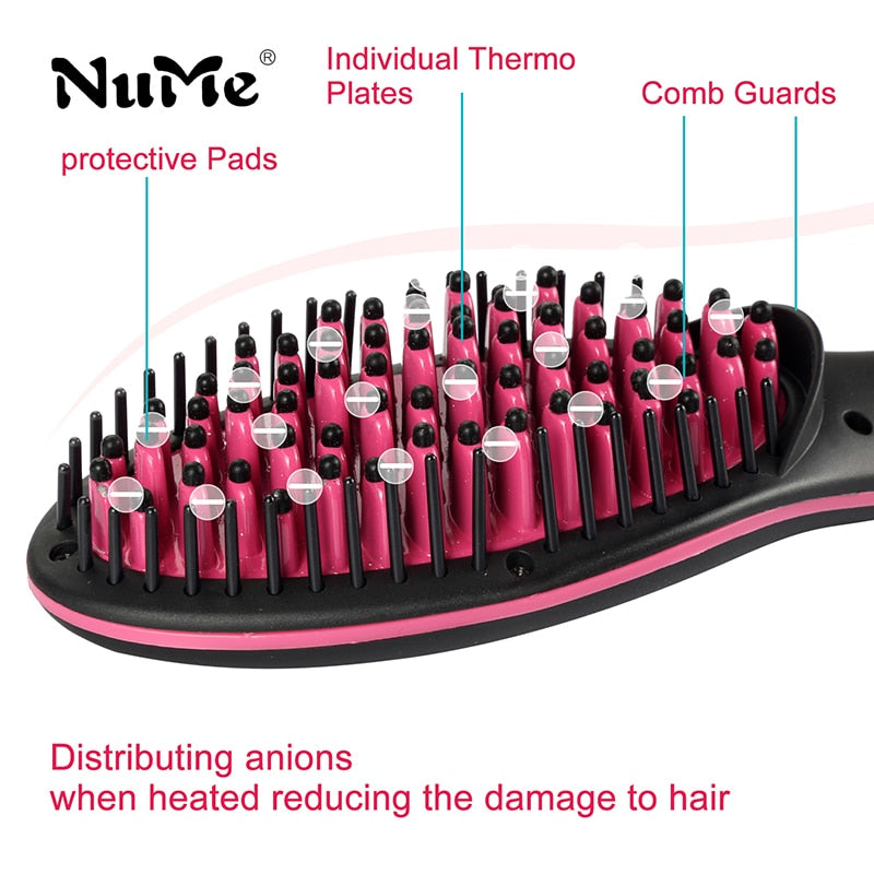 Ceramic Hair Straightener Brush Fast Straightening hair Electric Comb Flat Iron LCD Display Digital Heating hair Brush Gift 906