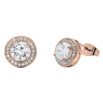 Load image into Gallery viewer, Cate &amp; Chloe Ariel 18k Rose Gold Halo CZ Stud Earrings, Simulated Diamond Earrings, Best Gift Ideas for Women,
