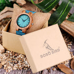 Load image into Gallery viewer, BOBO BIRD WC28 Blue Leather Band Antique Lovers Wood Watches With Blue Dial Zebra Wooden Watch in Gift Box Accept Drop Shipping
