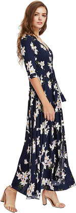 Load image into Gallery viewer, Milumia Women&#39;s Button Up Split Floral Print Flowy Party Maxi Dress
