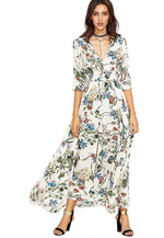 Load image into Gallery viewer, Milumia Women&#39;s Button Up Split Floral Print Flowy Party Maxi Dress
