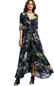 Milumia Women's Button Up Split Floral Print Flowy Party Maxi Dress