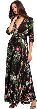 Load image into Gallery viewer, Milumia Women&#39;s Button Up Split Floral Print Flowy Party Maxi Dress
