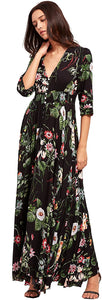 Milumia Women's Button Up Split Floral Print Flowy Party Maxi Dress