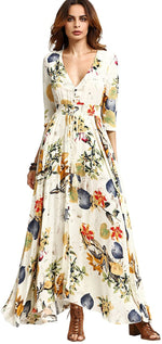 Load image into Gallery viewer, Milumia Women&#39;s Button Up Split Floral Print Flowy Party Maxi Dress
