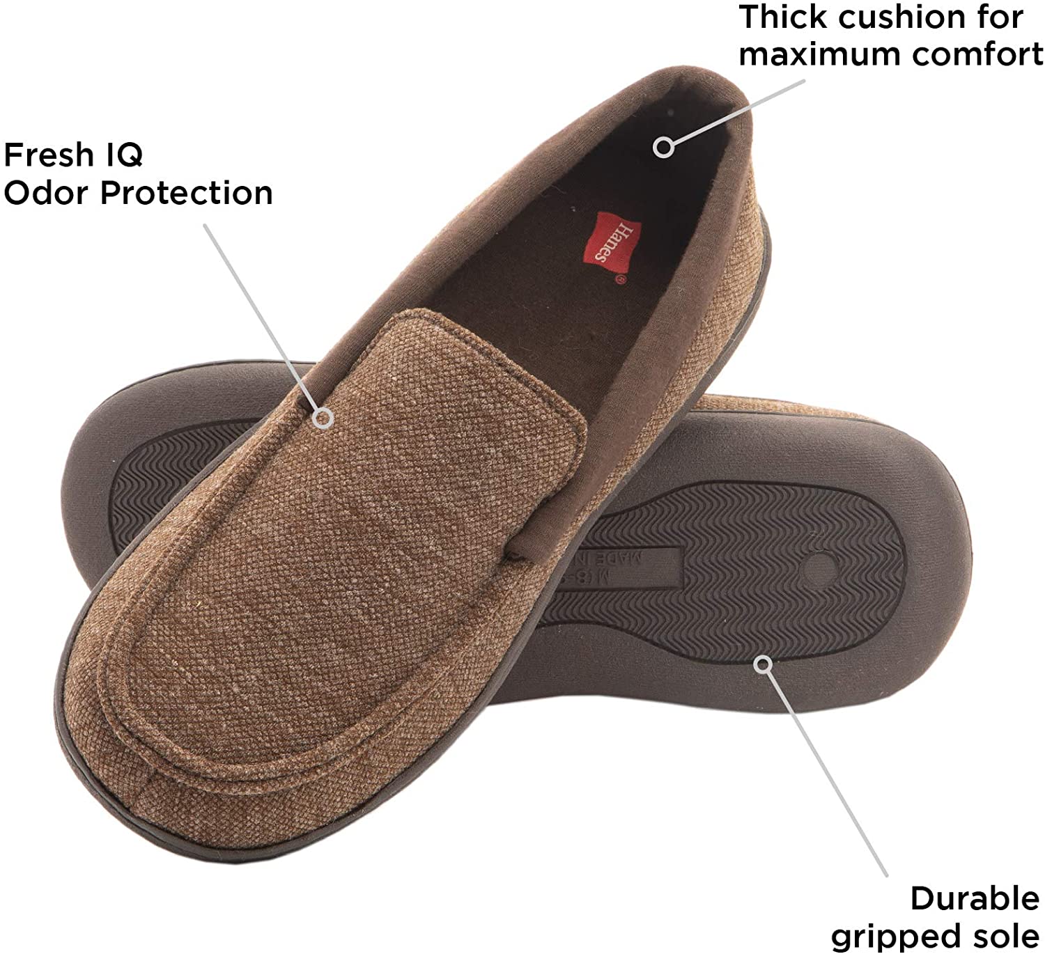 Hanes Men's ComfortSoft Memory Foam Knit Venetian Moccasin Indoor/Outdoor Slipper