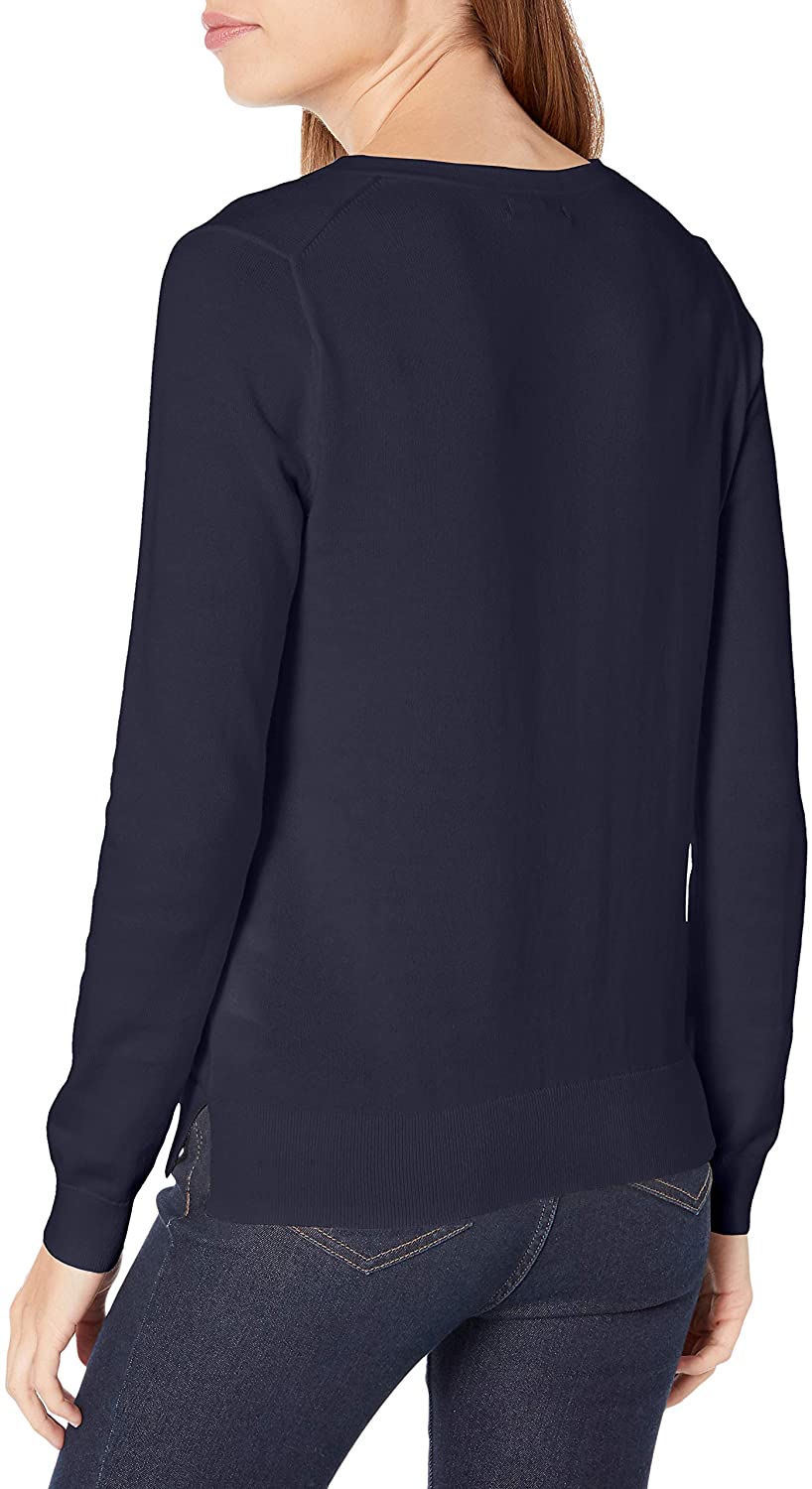 Nautica Women's Effortless J-Class Long Sleeve 100% Cotton V-Neck Sweater