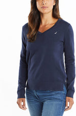 Load image into Gallery viewer, Nautica Women&#39;s Effortless J-Class Long Sleeve 100% Cotton V-Neck Sweater
