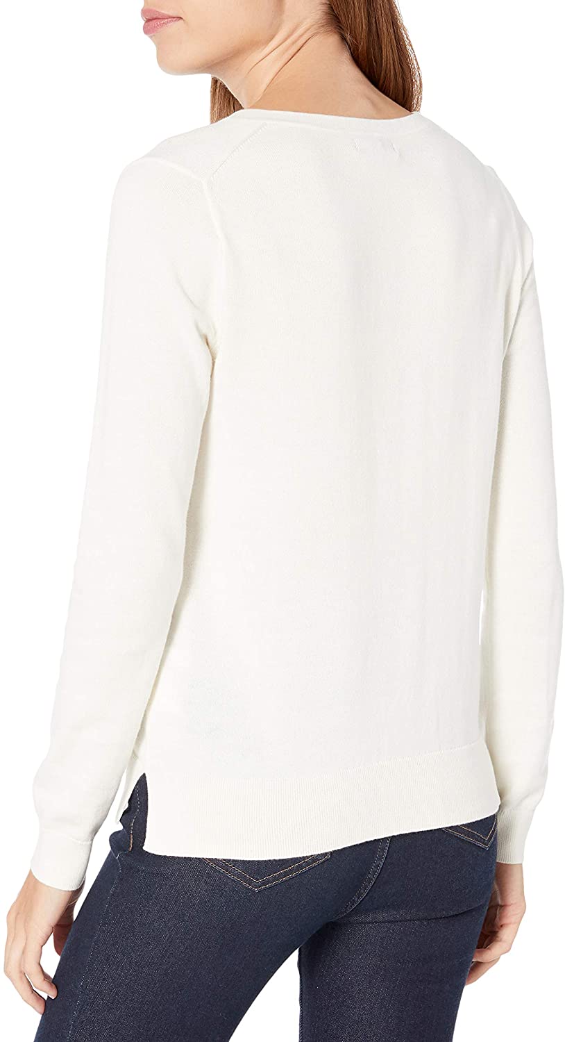 Nautica Women's Effortless J-Class Long Sleeve 100% Cotton V-Neck Sweater