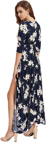 Load image into Gallery viewer, Milumia Women&#39;s Button Up Split Floral Print Flowy Party Maxi Dress
