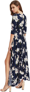 Milumia Women's Button Up Split Floral Print Flowy Party Maxi Dress