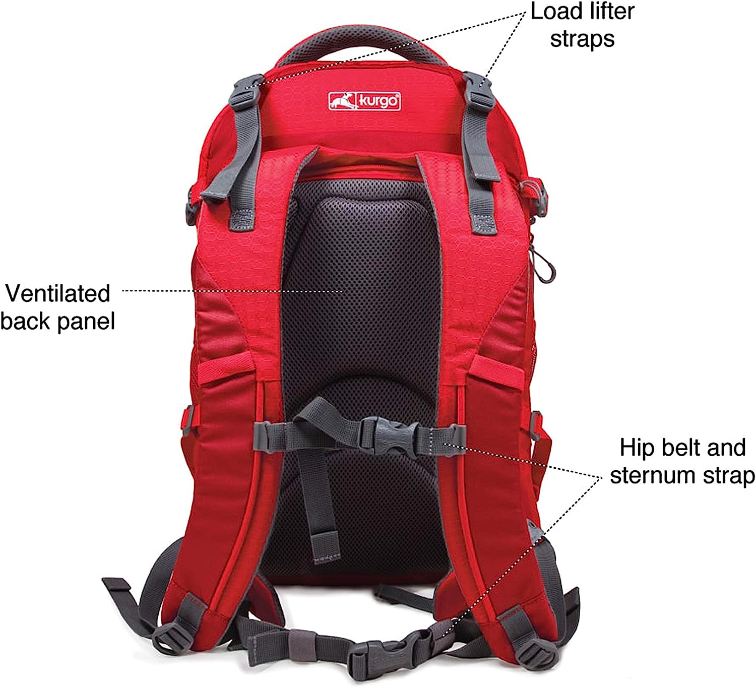 Kurgo G-Train K9 Pack, Carrier Backpack for Small Dogs and Cats, Ideal for Hiking or Travel, Waterproof Bottom, Chili Red