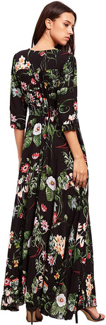 Load image into Gallery viewer, Milumia Women&#39;s Button Up Split Floral Print Flowy Party Maxi Dress
