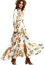 Load image into Gallery viewer, Milumia Women&#39;s Button Up Split Floral Print Flowy Party Maxi Dress
