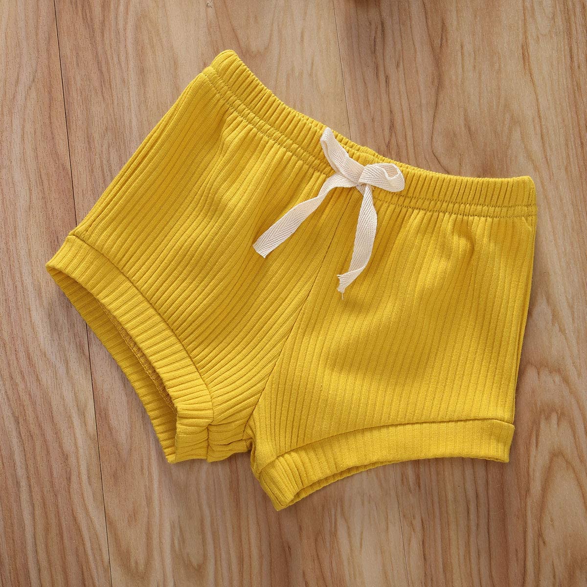 Newborn Baby Boys Girls Summer Outfits Infant Ribbed Knitted Cotton Short Sleeve T-Shirt + Shorts Two Piece Clothes Set