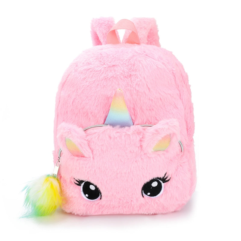 AkoaDa New Unicorn Plush Backpack Girl Cute Zipper Bags Small Cartoon Teenager Schoolbag