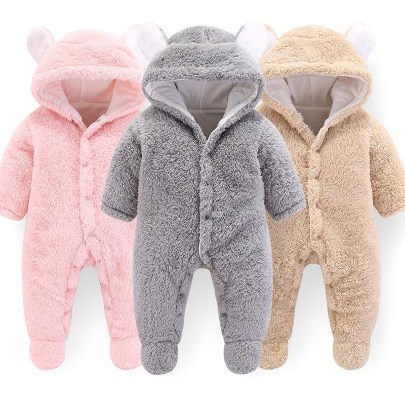 2019 Newborn Baby Winter Hoodie Clothes Polyester Infant Baby Girls Pink Climbing New Spring Outwear Rompers 3m 12m Boy Jumpsuit, Color - grey