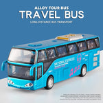 Load image into Gallery viewer, Travel Bus Model Alloy Model Car Diecast Scale Vehicle Model Toy Sound &amp; Light Pull Back Educational Toys For Children Gift
