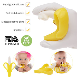 Safe Baby Teether Toys Toddle BPA Free Banana Teething Ring Silicone Chew Dental Care Toothbrush Nursing Beads Gift For Infant