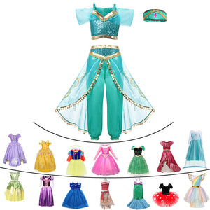 Fancy Baby Girl Princess Clothes Kid Jasmine Rapunzel Aurora Belle Ariel Cosplay Costume Child Elsa Anna Elena Sofia Party Dress