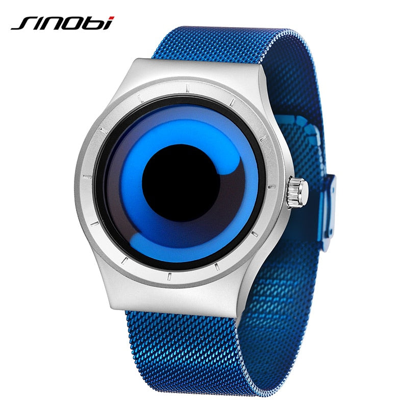 SINOBI Brand New Creative Rotation Men Watches 2017 Stainless Steel Mesh Bracelet Quartz Sport Watch Men Fashion Relogio Masculino