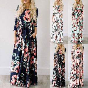 2018 Summer Long Dress Floral Print Boho Beach Dress Tunic Maxi Dress Women Evening Party Dress Sundress Vestidos de festa XXXL