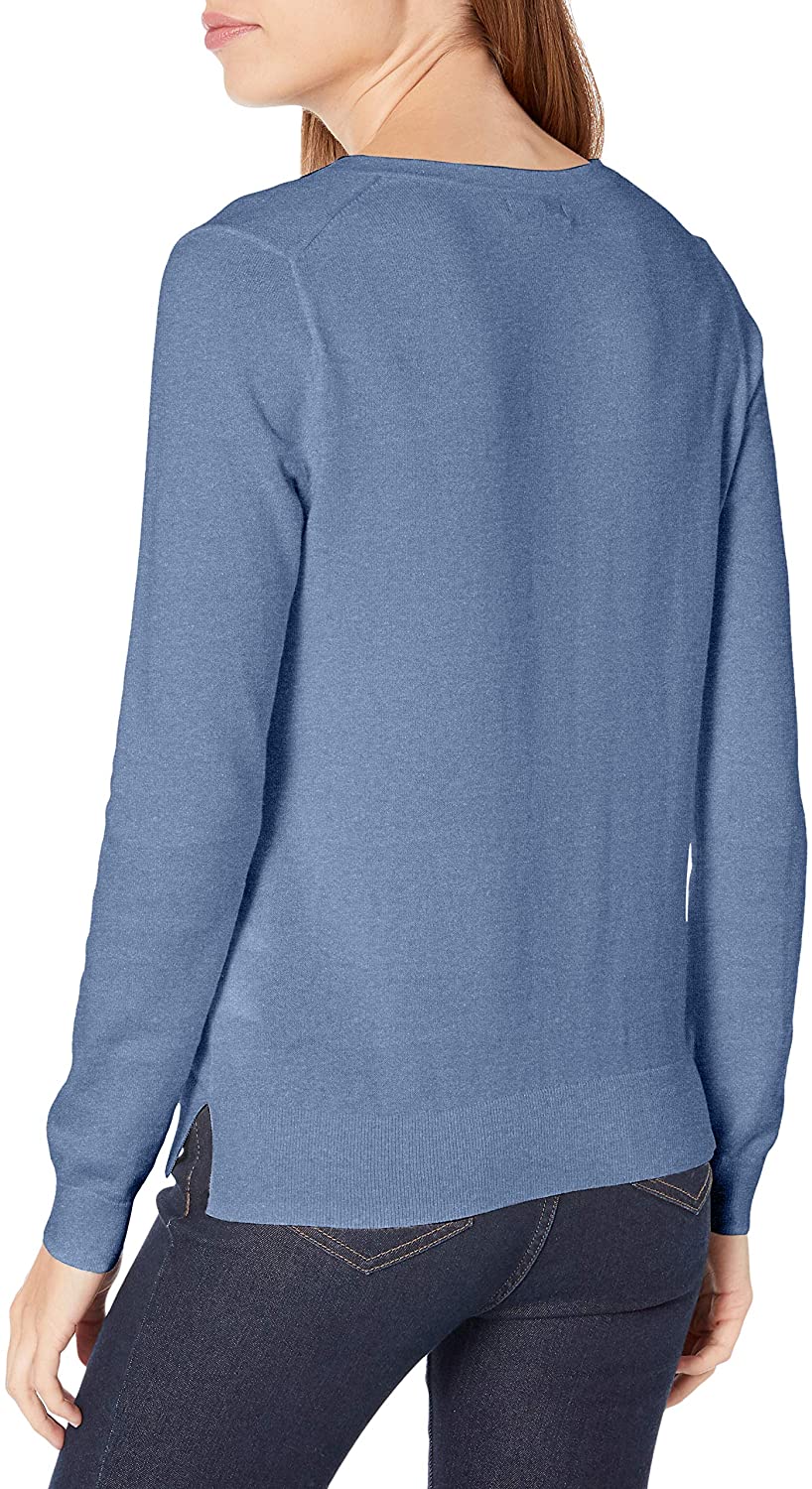 Nautica Women's Effortless J-Class Long Sleeve 100% Cotton V-Neck Sweater