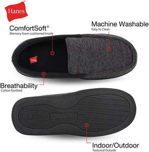 Hanes Men's ComfortSoft Memory Foam Knit Venetian Moccasin Indoor/Outdoor Slipper