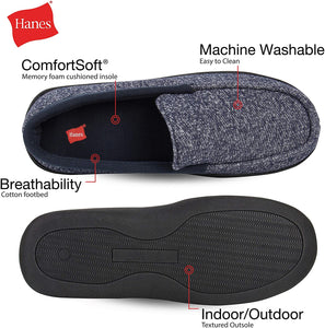 Hanes Men's ComfortSoft Memory Foam Knit Venetian Moccasin Indoor/Outdoor Slipper