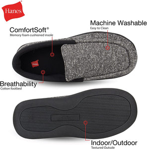 Hanes Men's ComfortSoft Memory Foam Knit Venetian Moccasin Indoor/Outdoor Slipper