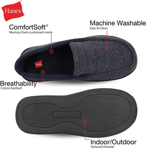 Hanes Men's ComfortSoft Memory Foam Knit Venetian Moccasin Indoor/Outdoor Slipper