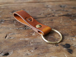 Load image into Gallery viewer, Leather Keyring, Leather Key Fob - Riveted Leather Keychain in Antique Tan
