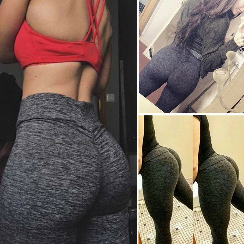 Women Ruched Push Up Leggings Yoga Pants Anti Cellulite Sports Scrunch NEW X285