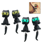 Load image into Gallery viewer, Handmade Polymer Clay 3D Black Cat Earrings
