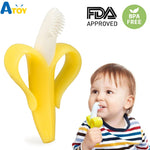 Load image into Gallery viewer, Safe Baby Teether Toys Toddle BPA Free Banana Teething Ring Silicone Chew Dental Care Toothbrush Nursing Beads Gift For Infant
