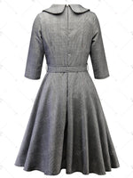 Load image into Gallery viewer, Plaid Peter Pan Collar Vintage Dress - Gray - 2xl
