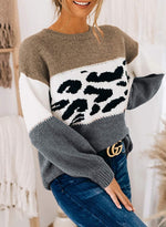 Load image into Gallery viewer, CANIKAT Women&#39;s Crewneck Color Block Striped Sweater Long Sleeve Loose Knit Pullover Jumper Tops
