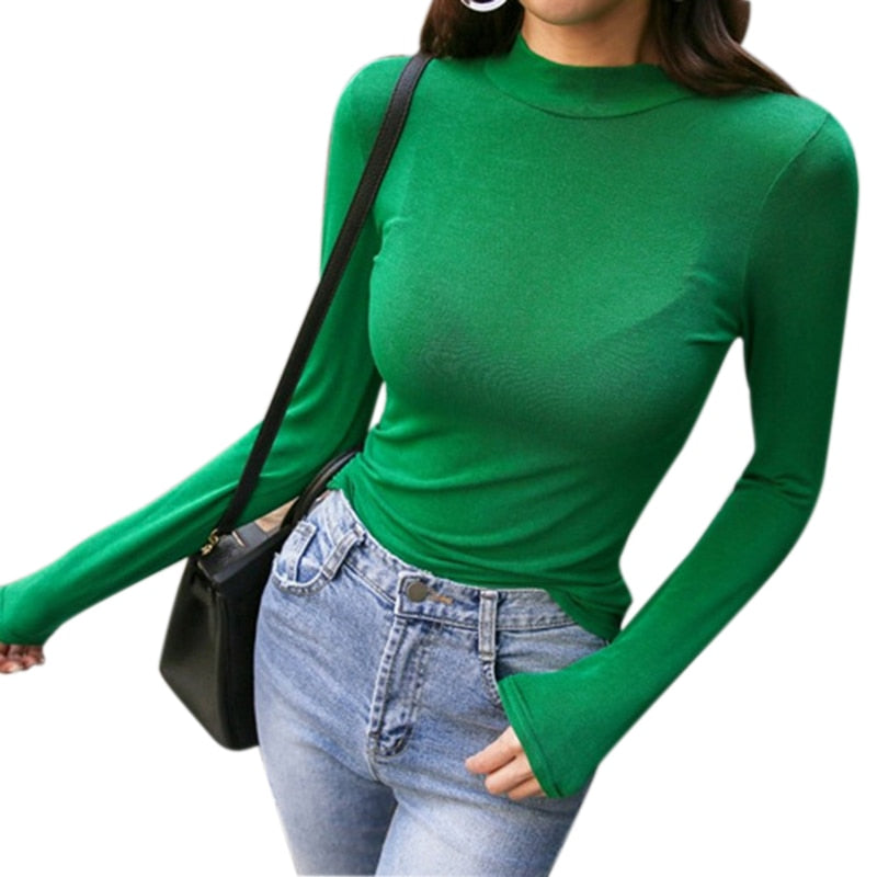 AOSSVIAO Thin T-shirt See Through Slim High Quality Plain T Shirt Women Cotton Elastic Basic T-shirts Female Korean Style Tops